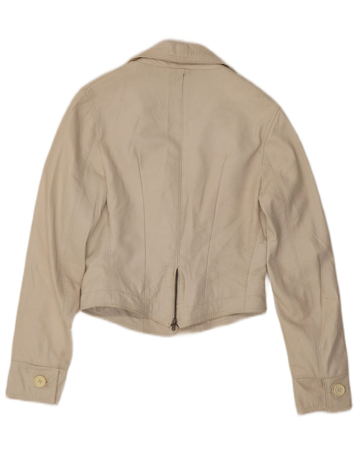 Γυναικείο δερμάτινο σακάκι 3 κουμπιών NADINE UK 10 Small White Leather