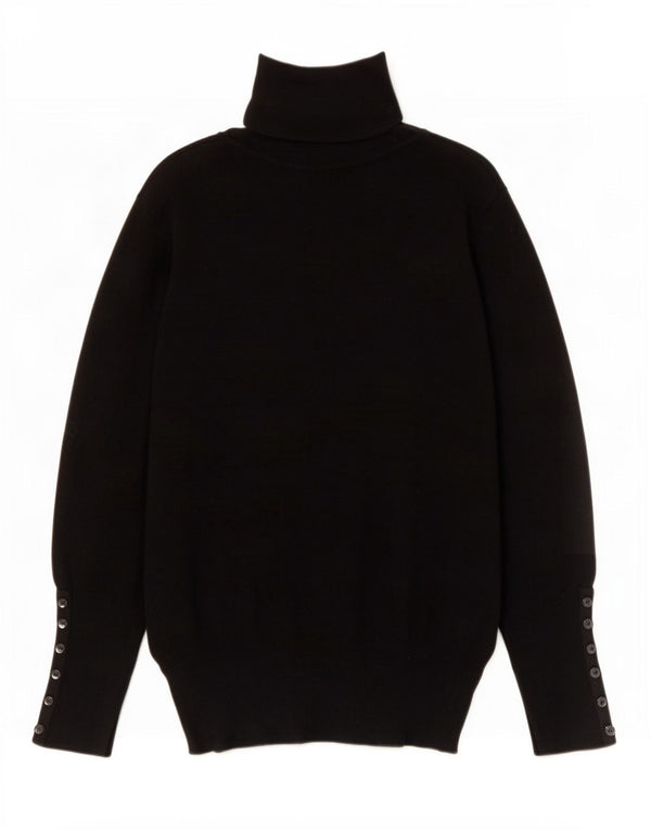 Zara Γυναικείο πουλόβερ με ρολό λαιμόκοψη UK 14 Large Black Rayon