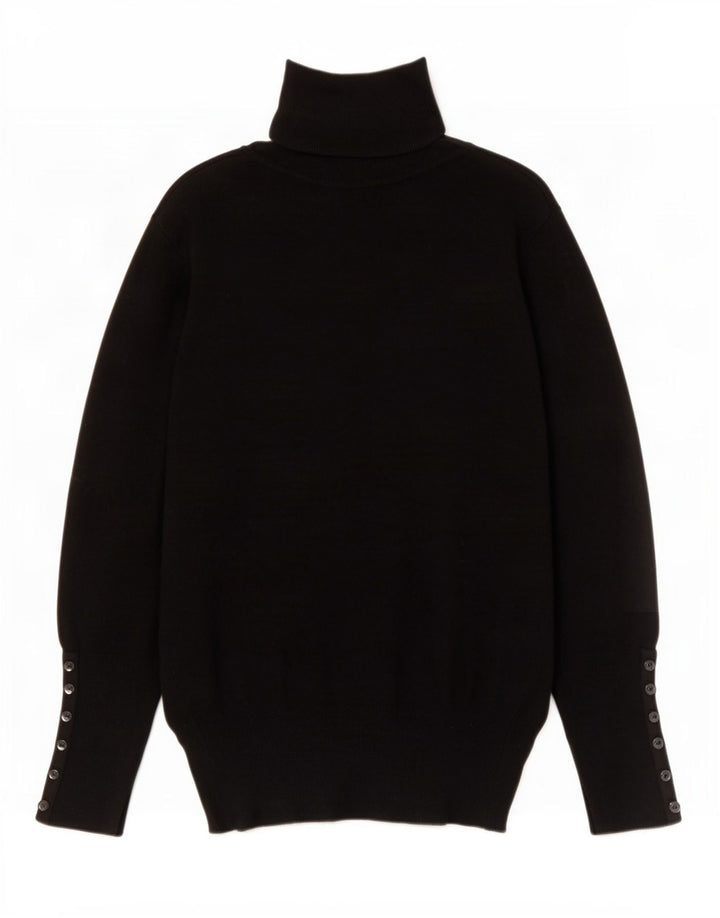 Zara Γυναικείο πουλόβερ με ρολό λαιμόκοψη UK 14 Large Black Rayon