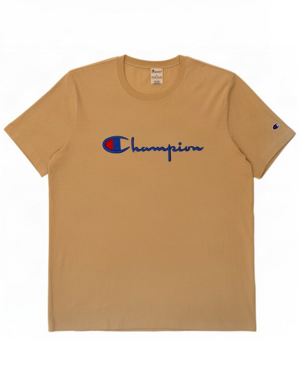 Ανδρικό T-Shirt Champion Graphic Top Large Beige Βαμβακερό