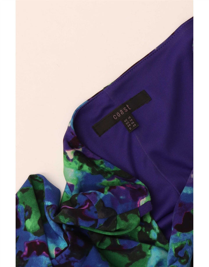 Coast Womens Abstract Pattern 3/4 Sleeve Shift φόρεμα UK 18 XL Μπλε