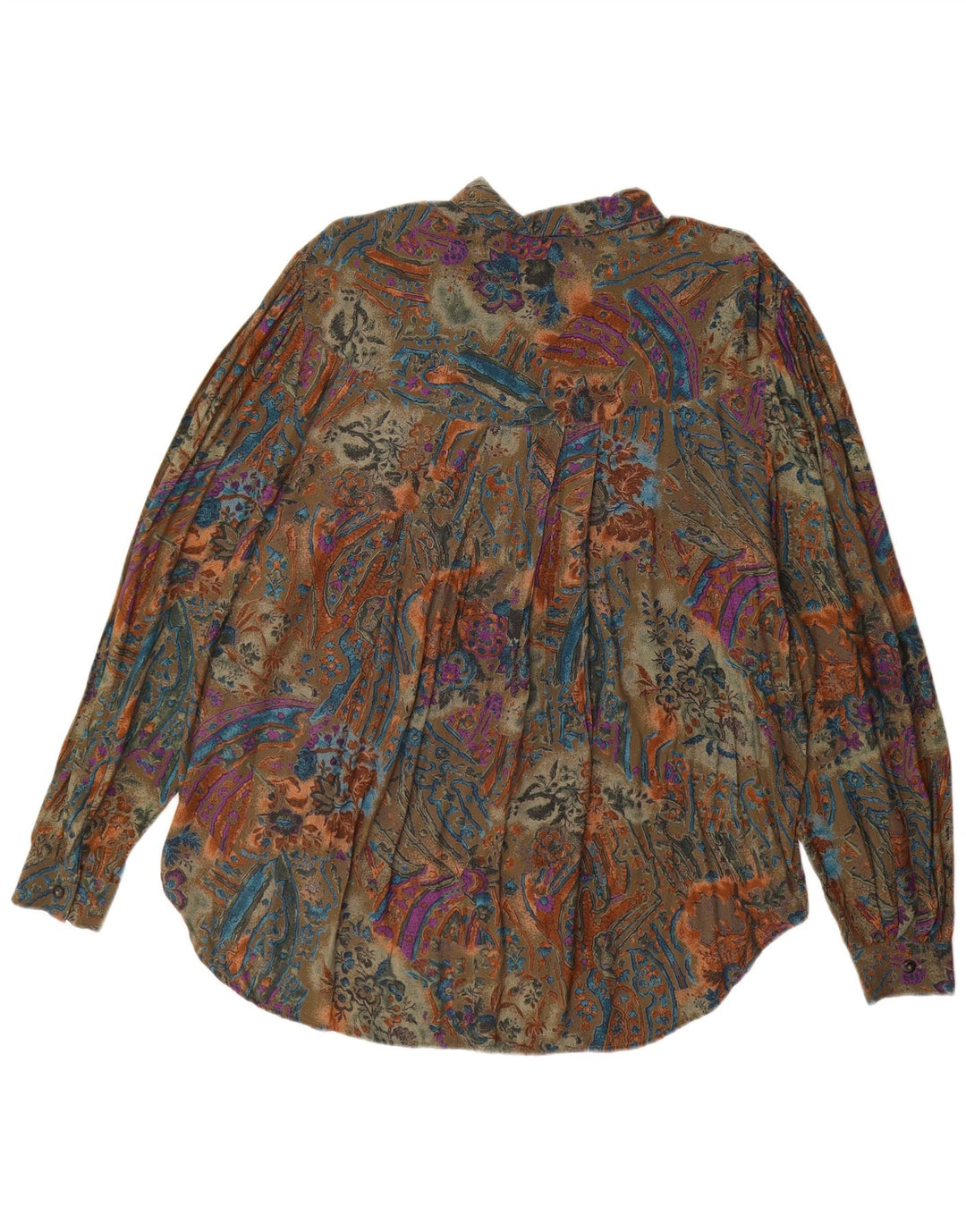 Vintage Γυναικεία Longline Oversized Μπλούζα UK 14 Medium Green Paisley