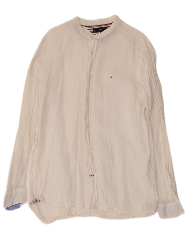 TOMMY HILFIGER Ανδρικό πουκάμισο κανονικής εφαρμογής, μεγάλο λευκό λινό