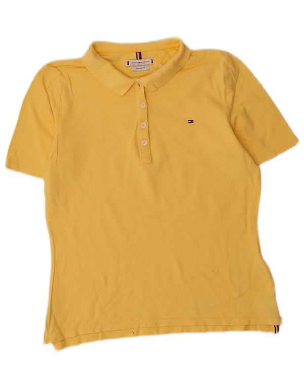 Tommy Hilfiger γυναικείο μπλουζάκι πόλο με κανονική εφαρμογή UK 10 Small Yellow