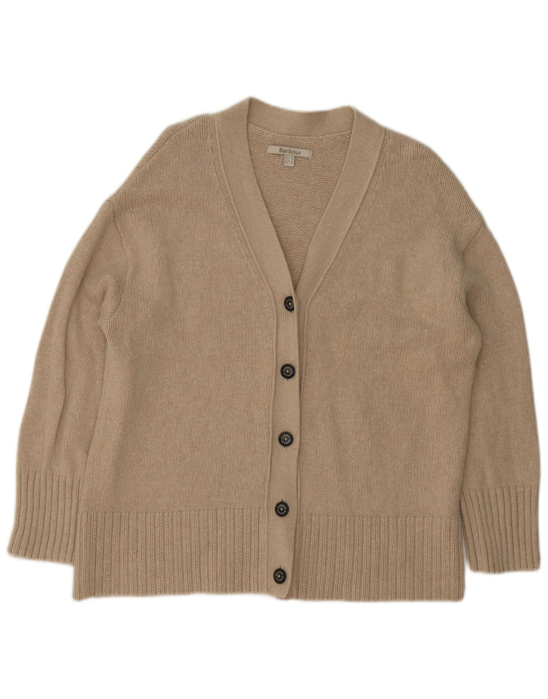 Barbour Γυναικείο πουλόβερ ζακέτα υπερμεγέθη UK 10 Small Beige βαμβακερό