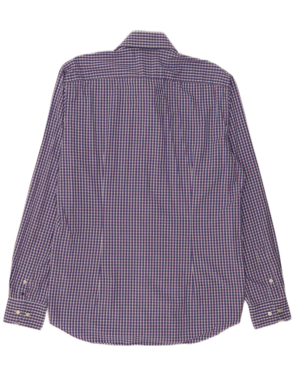 Tommy Hilfiger Mens Checked Slim Fit Shirt Size 44 17 1/2 XL Purple Check