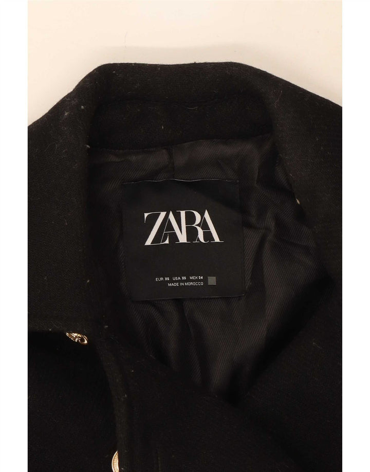Zara Γυναικείο παλτό με διπλό στήθος UK 6 XS μαύρο μαλλί