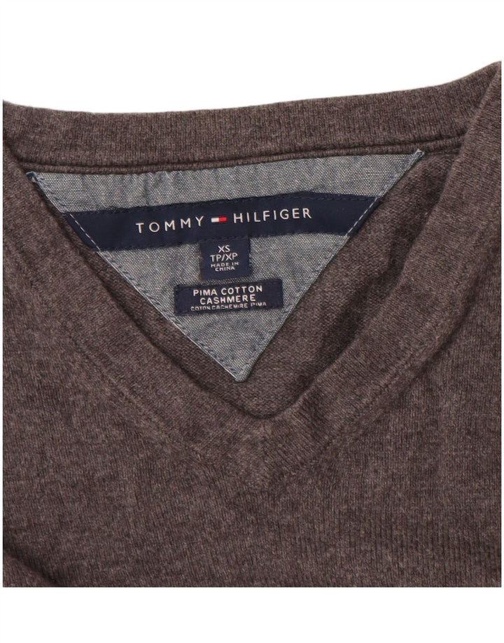 Ανδρικό πουλόβερ Tommy Hilfiger με V λαιμόκοψη XS Γκρι βαμβακερό