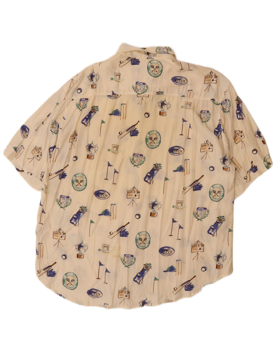 Ανδρικό κοντομάνικο γραφικό ανδρικό πουκάμισο BARONI μεγάλο σε λευκό βισκόζη