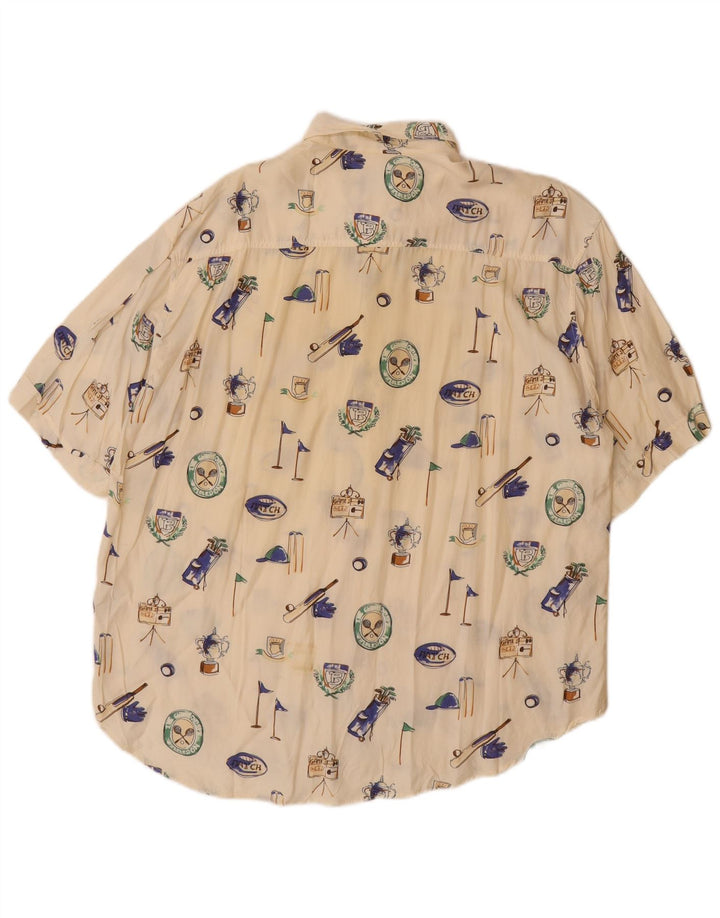 Ανδρικό κοντομάνικο γραφικό ανδρικό πουκάμισο BARONI μεγάλο σε λευκό βισκόζη