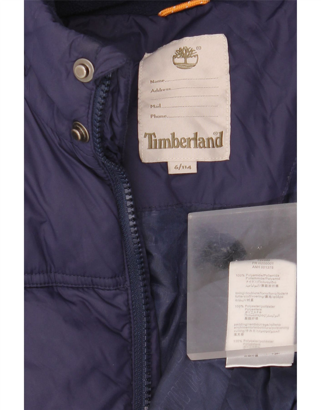 Μπουφάν Timberland Boys Hooded Gadded Jacket 5-6 Years Navy Blue Polyamide