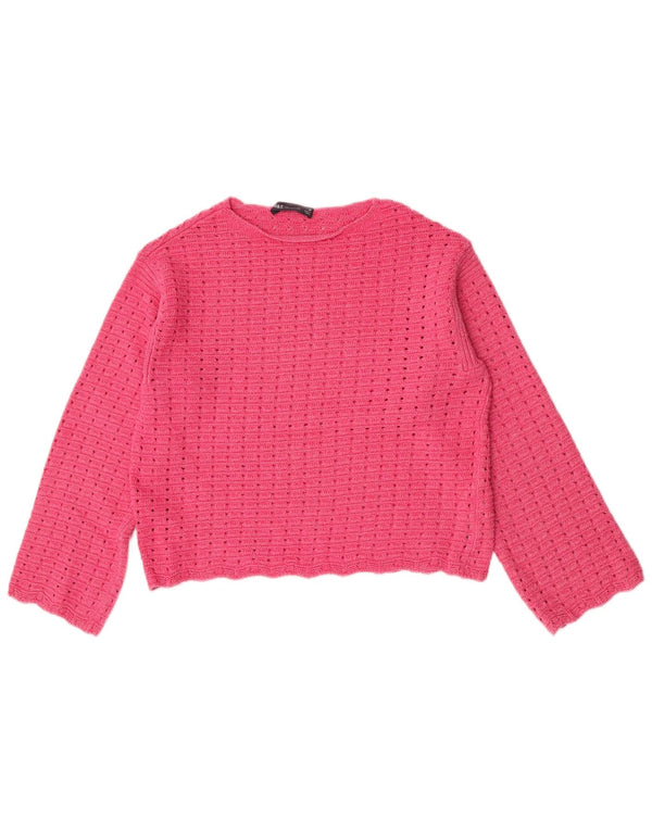 Marks & Spencer Γυναικείο Crop Boat Neck Jumper πουλόβερ UK 14 Medium Pink
