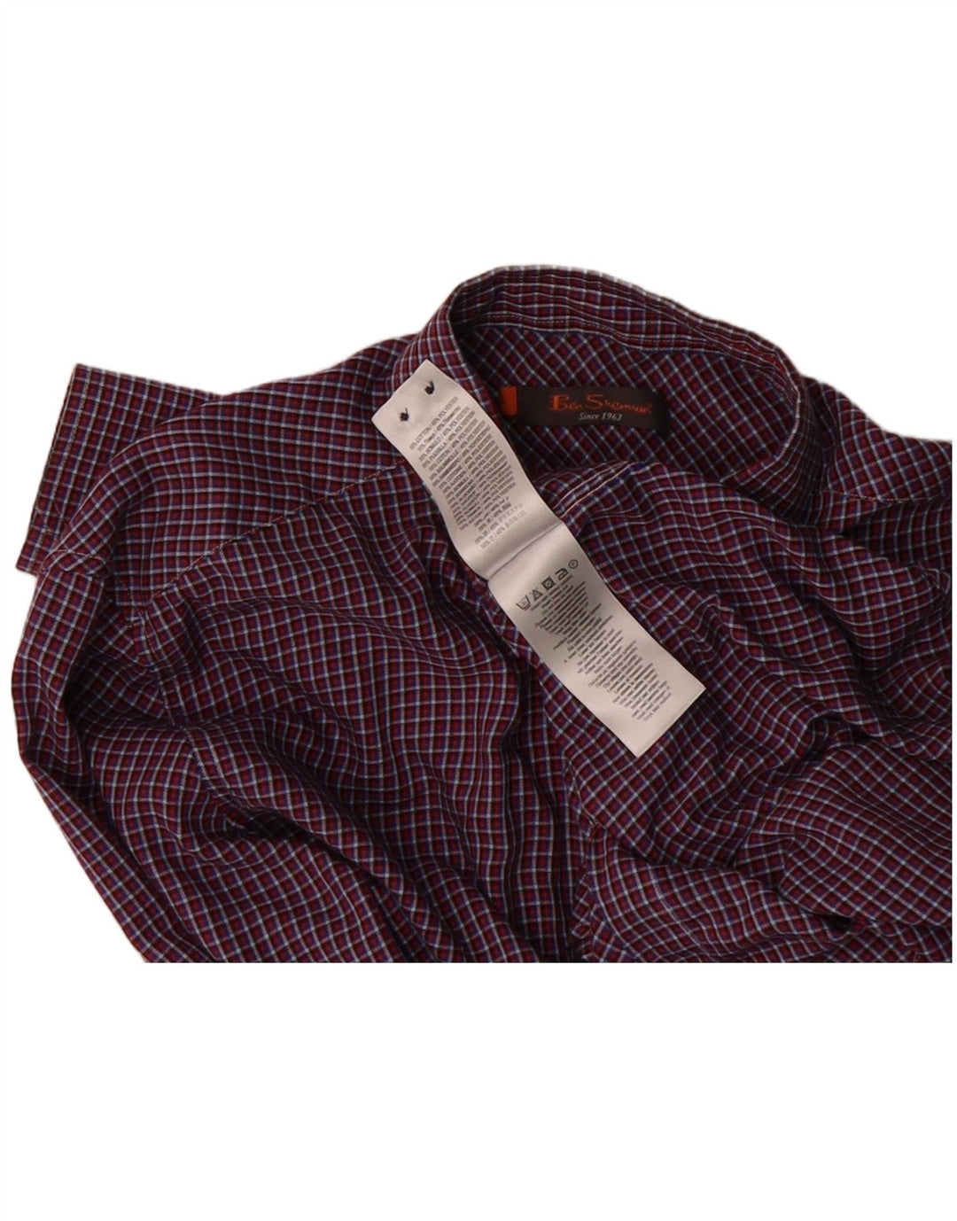 BEN SHERMAN Mens Shirt Large Purple Check Cotton
