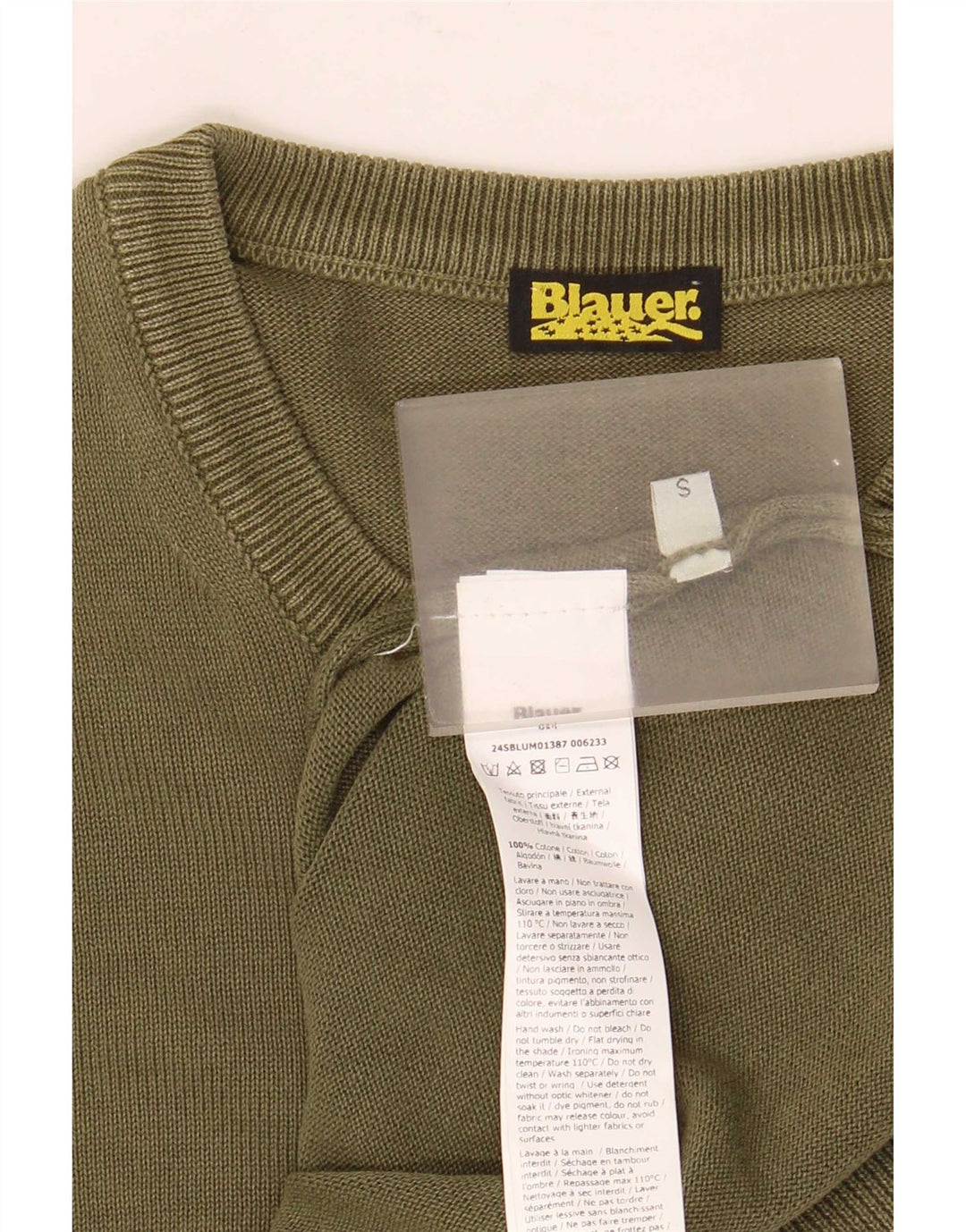 Blauer Ανδρικό πουλόβερ με λαιμόκοψη, μικρό πράσινο βαμβακερό