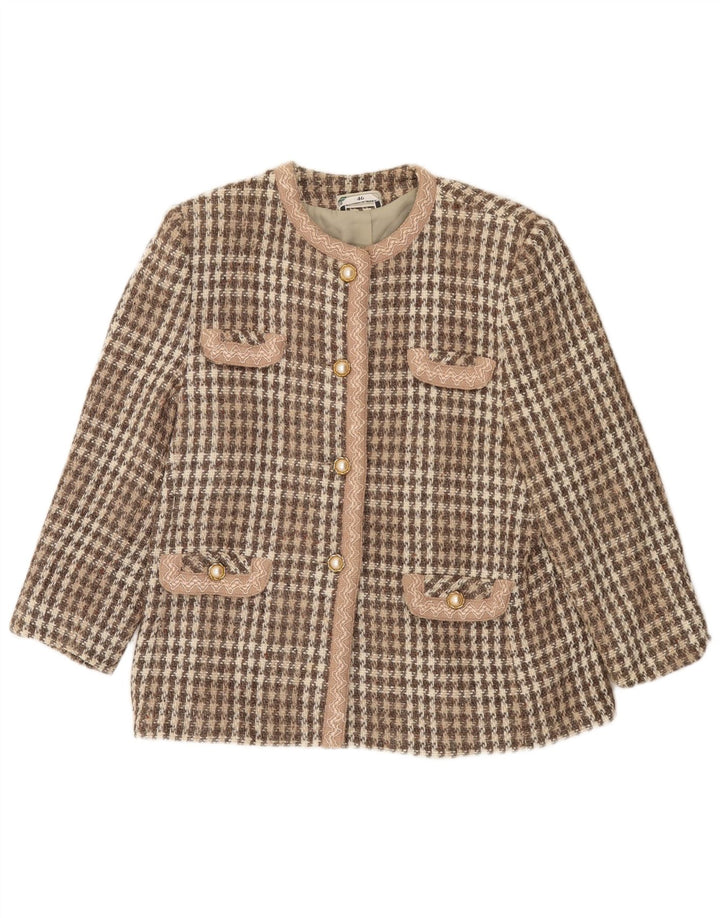 Vintage γυναικείο σακάκι 4 κουμπιών σακάκι IT 46 Μεγάλο καφέ Houndstooth