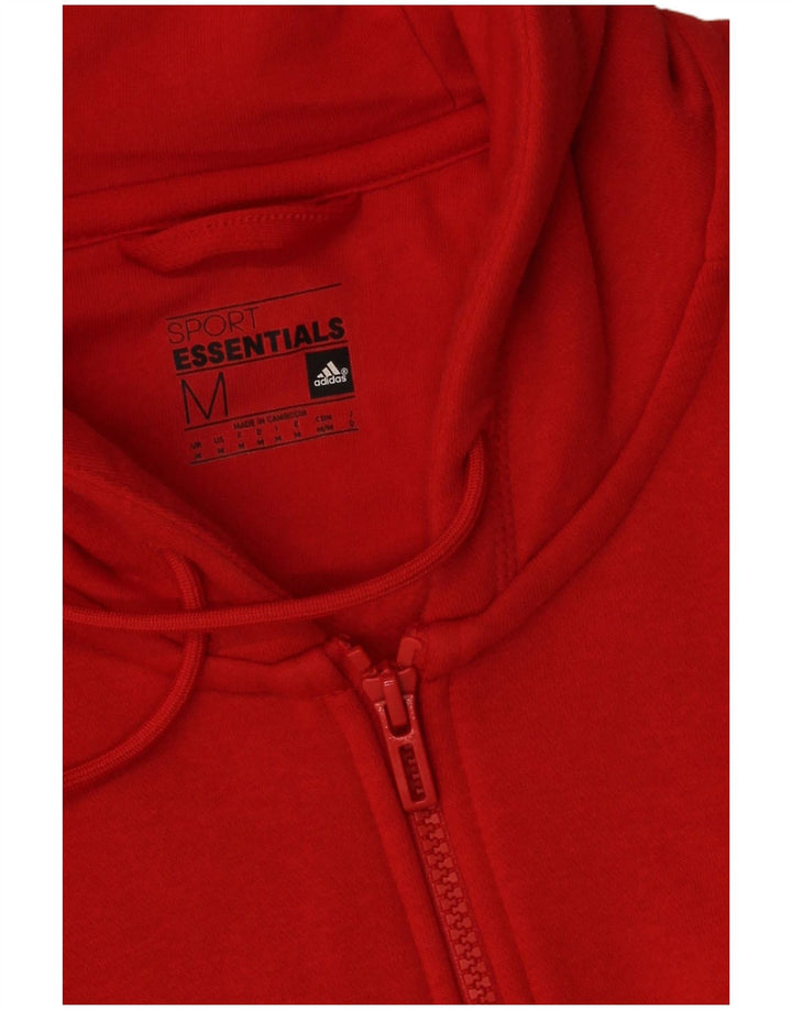 Ανδρικό πουλόβερ Adidas με φερμουάρ με κουκούλα, μεσαίο κόκκινο βαμβακερό