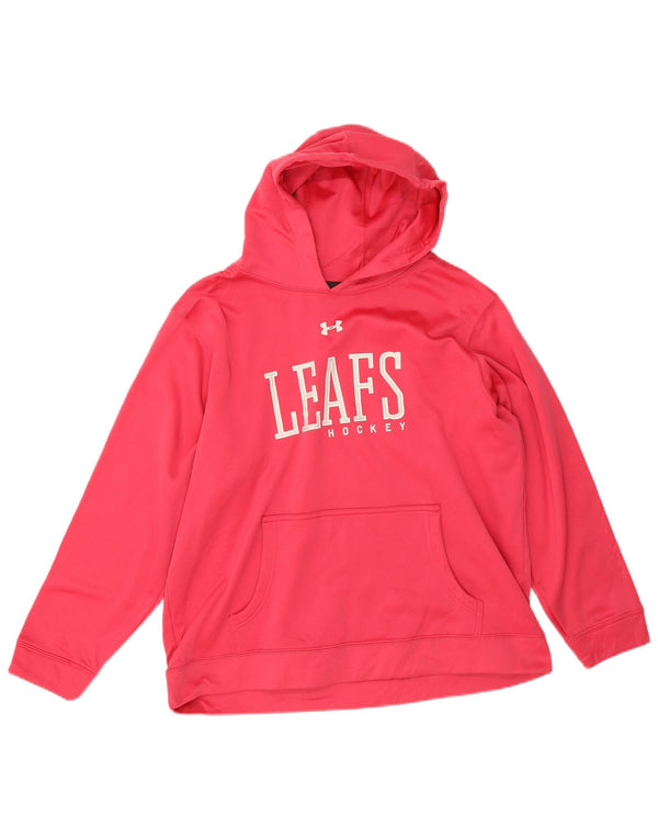 Under Armour Girls Leafs Hockey Loose Fit Hoodie Jumper 13-14 ετών XL Pink
