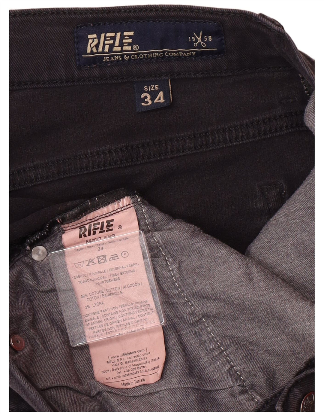 RIFLE Ανδρικό Slim Jeans W34 L34 Γκρι βαμβακερό