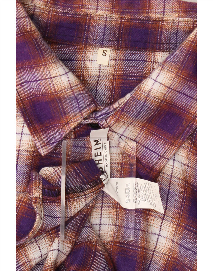 Ανδρικό φανελένιο πουκάμισο Shein Small Purple Check Polyester
