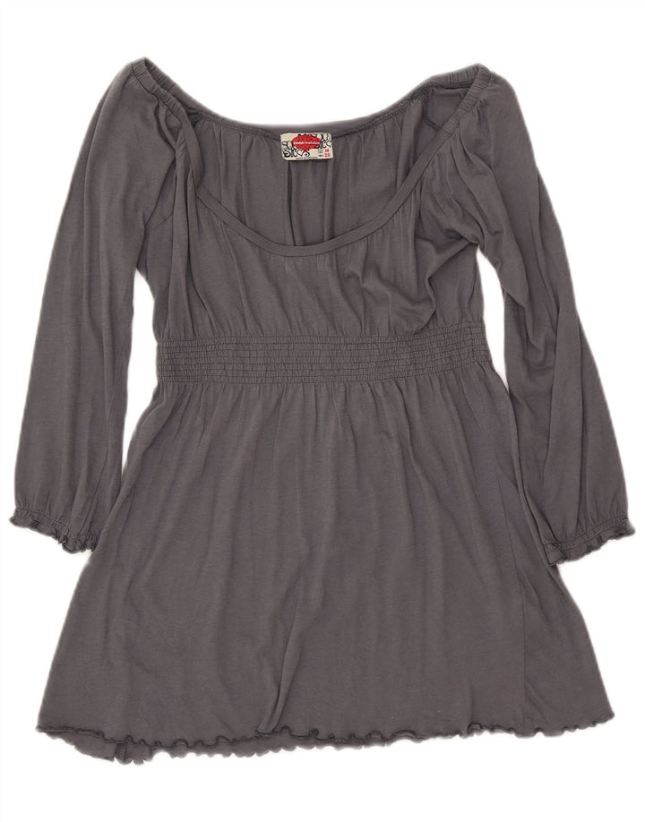 ZARA Γυναικεία μπλούζα Trafaluc 3/4 μανίκια τοπ UK 12 μεσαία γκρι βαμβακερή