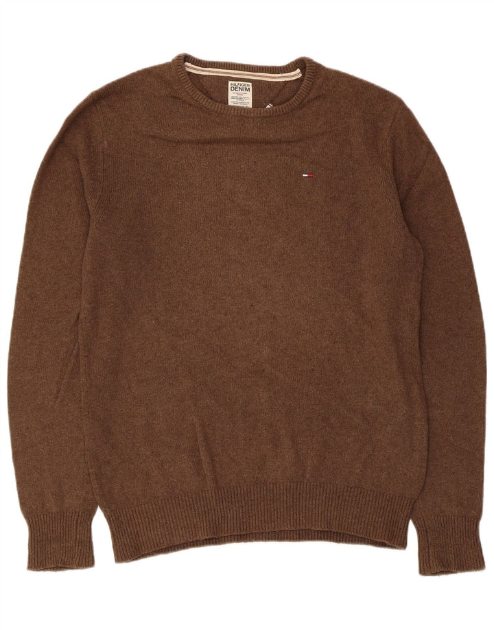 Ανδρικό πουλόβερ Tommy Hilfiger Crew Neck Jumper Μικρό καφέ βαμβακερό