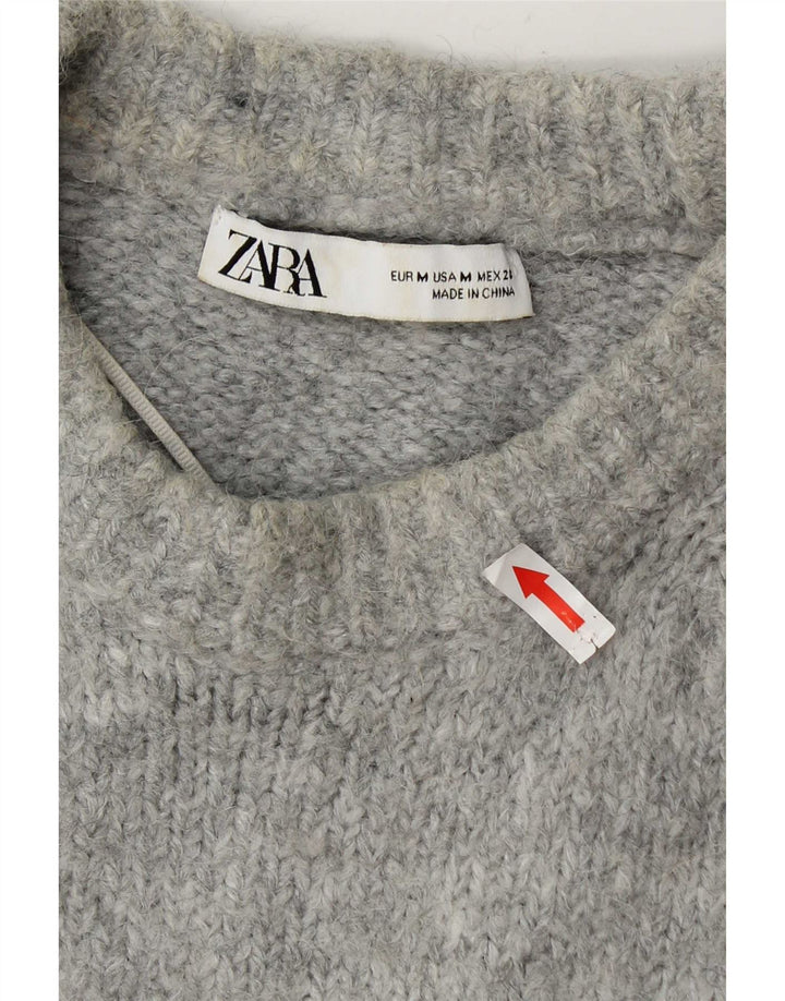 Zara γυναικείο πουλόβερ υπερμεγέθη Crew Neck Jumper UK 14 Medium Grey Acrylic