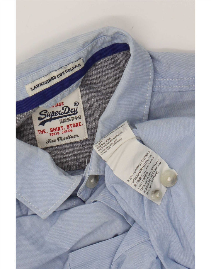 Ανδρικό πουκάμισο Superdry, μεσαίο μπλε βαμβακερό