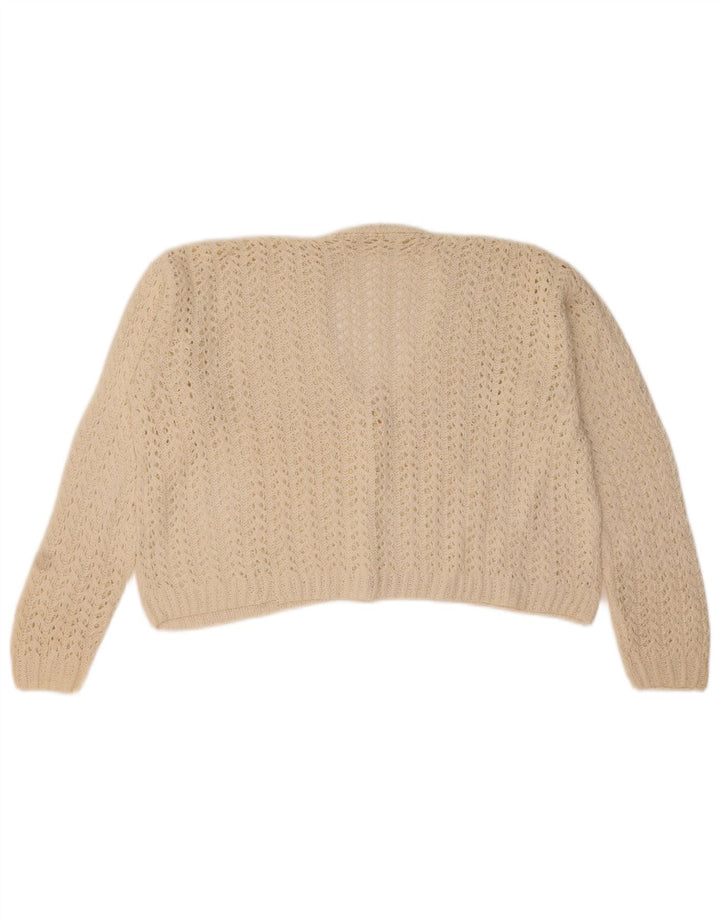 Vintage Γυναικείο Crop Cardigan πουλόβερ UK 14 Medium White