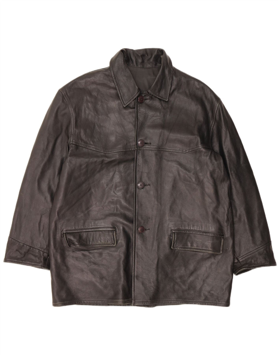 VINTAGE Ανδρικό Δερμάτινο Μπουφάν UK 42 XL Μαύρο Δερμάτινο