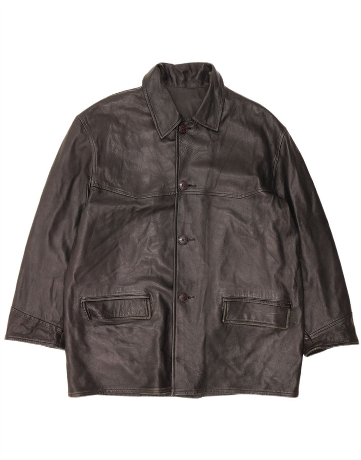 VINTAGE Ανδρικό Δερμάτινο Μπουφάν UK 42 XL Μαύρο Δερμάτινο