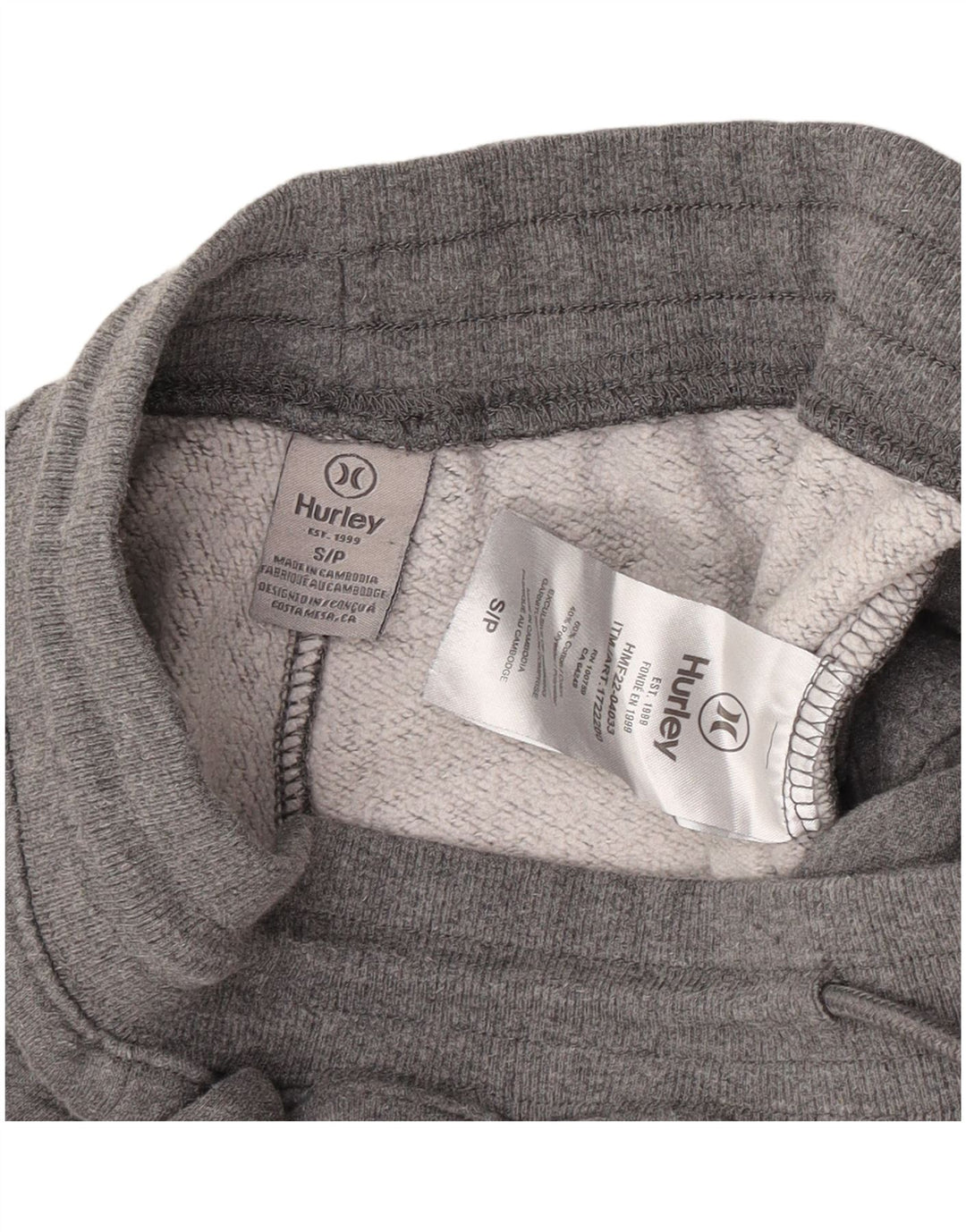 Ανδρική φόρμα Hurley Παντελόνι Joggers Μικρό Γκρι Βαμβακερό