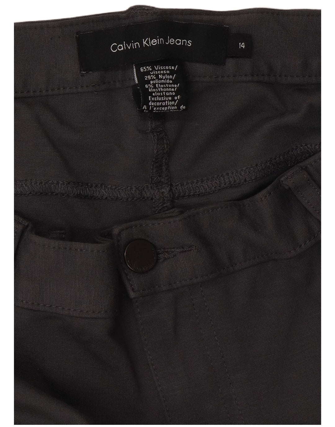 CALVIN KLEIN Γυναικείο Slim Casual Παντελόνι US 14 XL W34 L32 Γκρι βισκόζη