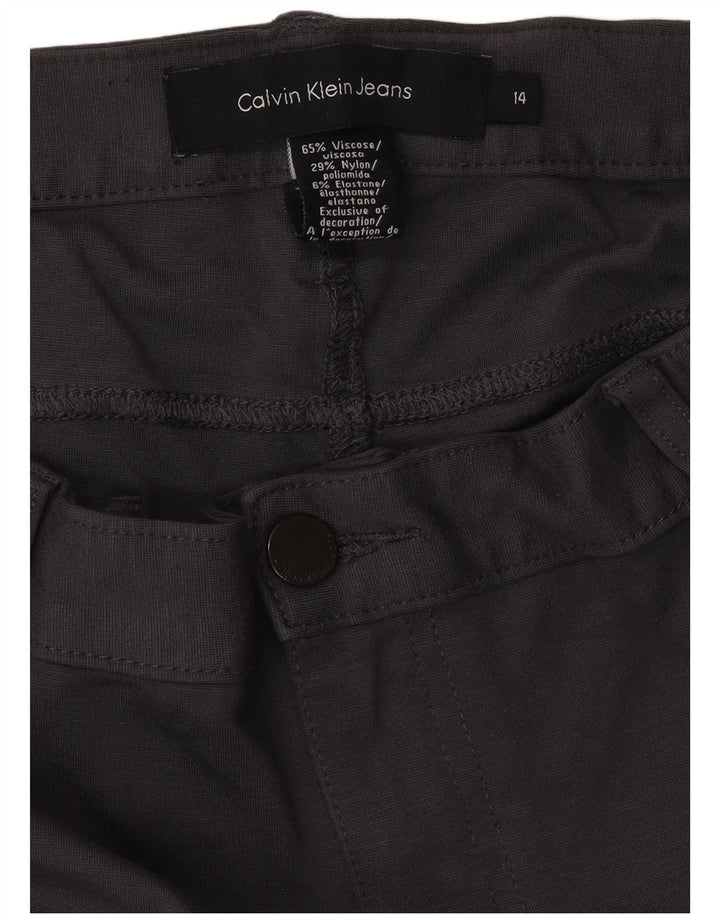CALVIN KLEIN Γυναικείο Slim Casual Παντελόνι US 14 XL W34 L32 Γκρι βισκόζη