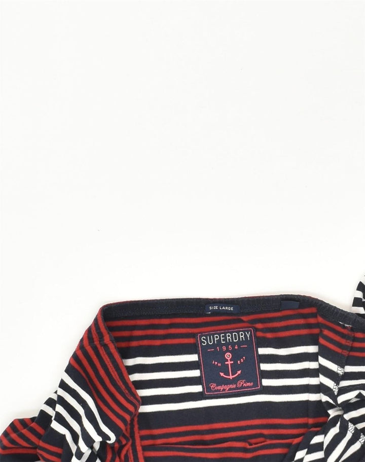 SUPERDRY Womens 3/4 Sleeve T-Shirt Dress UK 8 Small Red Striped Cotton | Vintage Superdry | Thrift | Second-Hand Superdry | Used Clothing | Messina Hembry 
