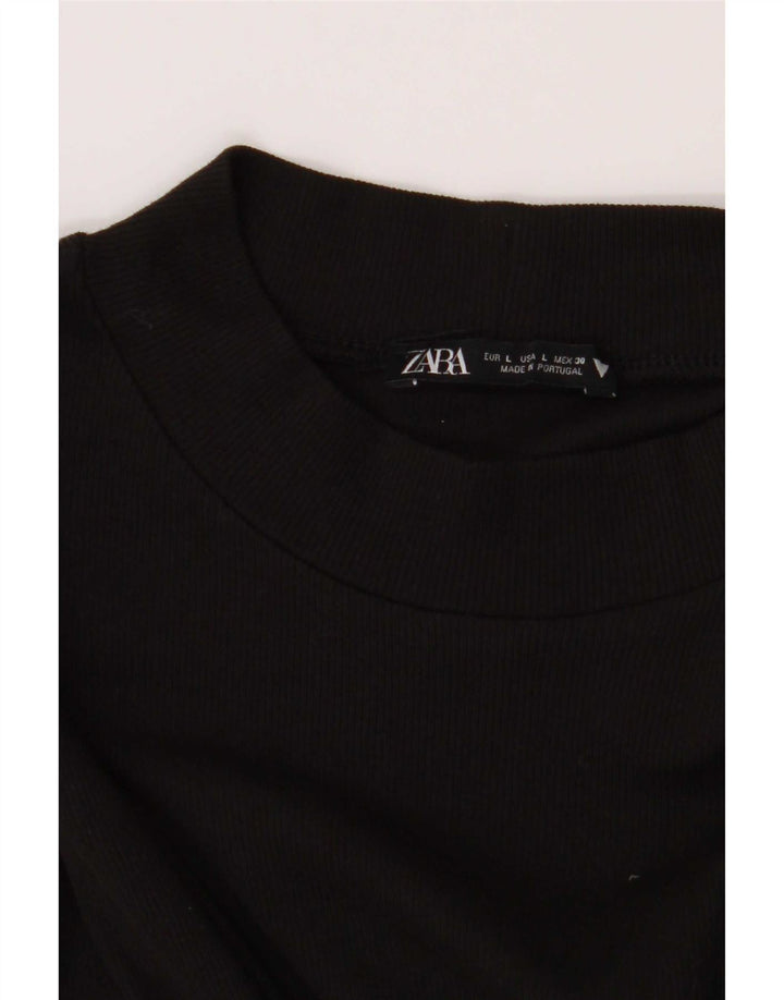 Zara Γυναικείο Μακρυμάνικο Βασικό Φόρεμα UK 14 Large Μαύρο