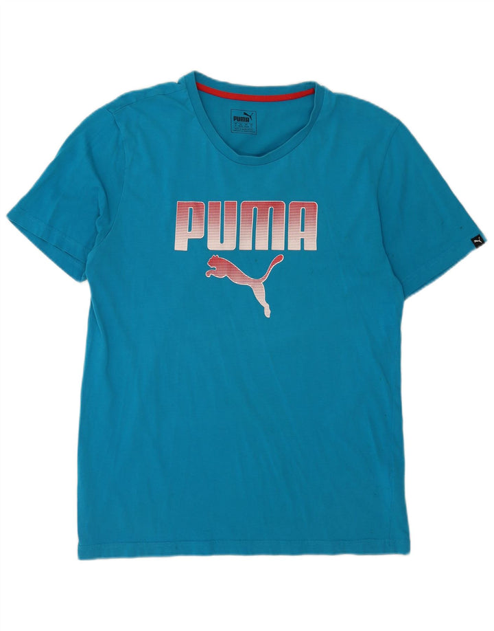 Ανδρικό γραφικό μπλουζάκι Puma, μεσαίο μπλε βαμβακερό