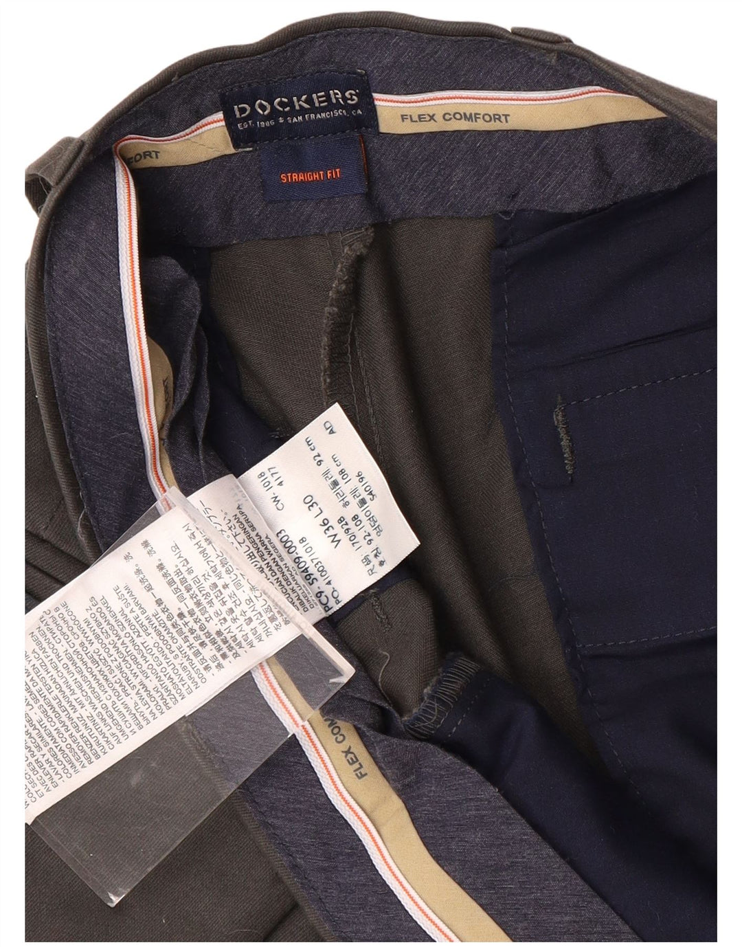 DOCKERS Ανδρικό παντελόνι Chino Comfort Fit ίσιο W36 L30 Γκρι βαμβακερό