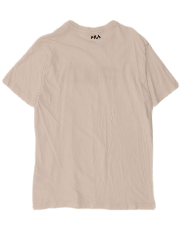 Fila Ανδρικό γραφικό T-Shirt Top Μικρό λευκό βαμβακερό