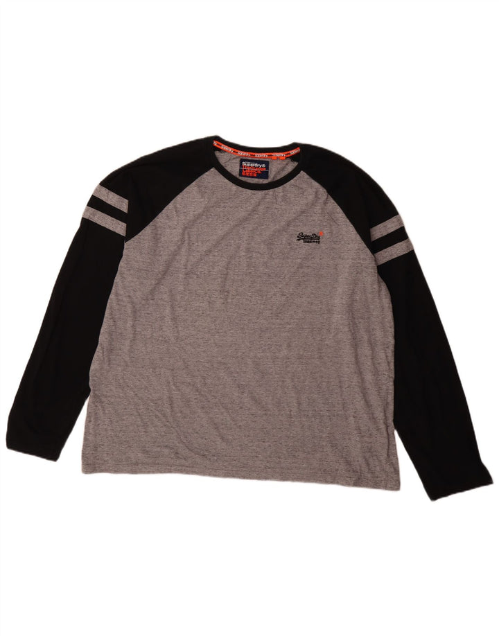Superdry Ανδρικό μακρυμάνικο μπλουζάκι 3XL γκρι βαμβακερό