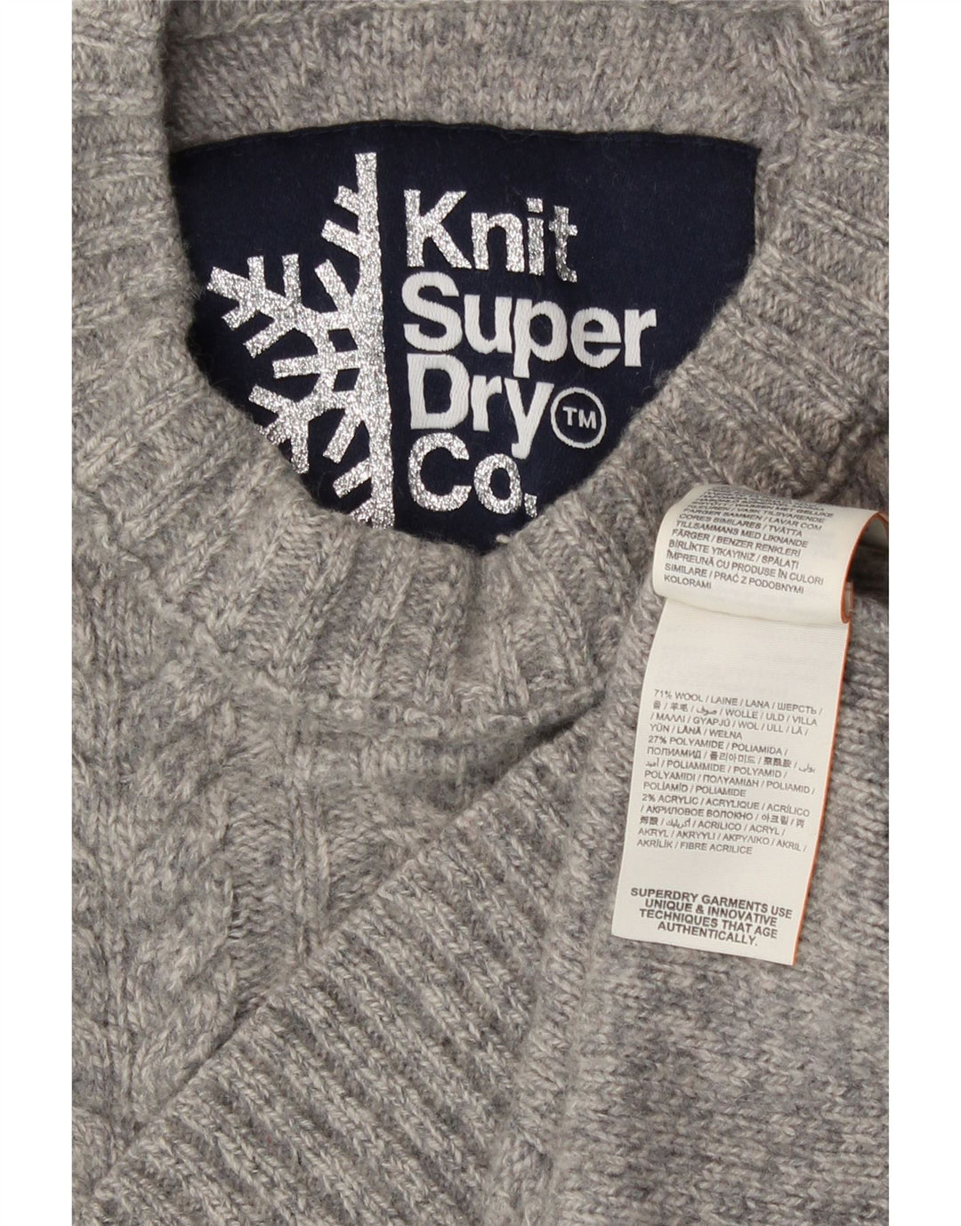 Superdry Γυναικείο πουλόβερ με λαιμόκοψη UK 10 Small Grey Wool