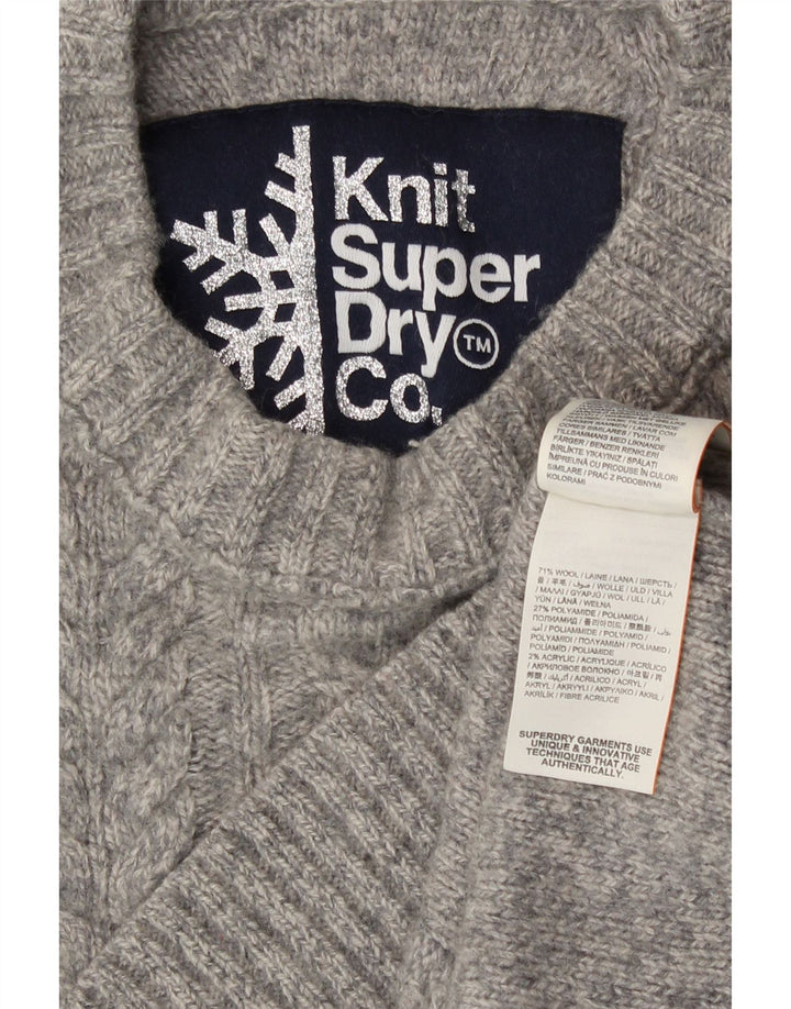 Superdry Γυναικείο πουλόβερ με λαιμόκοψη UK 10 Small Grey Wool