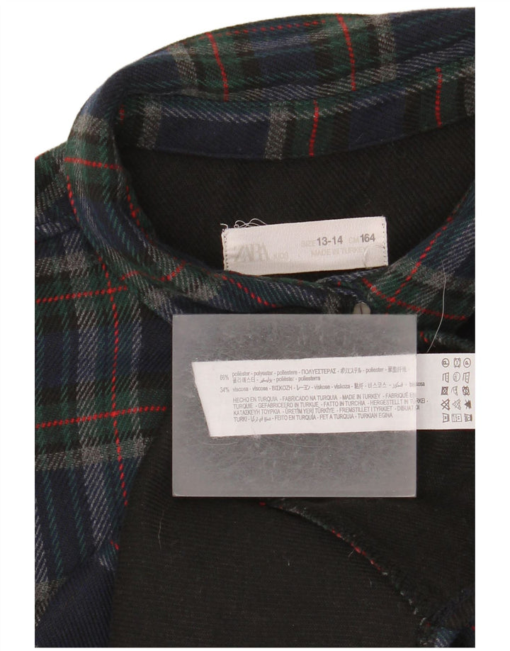 Μπλουζάκι Zara Boys Flannel πουκάμισο 13-14 ετών Navy Blue Check Polyester