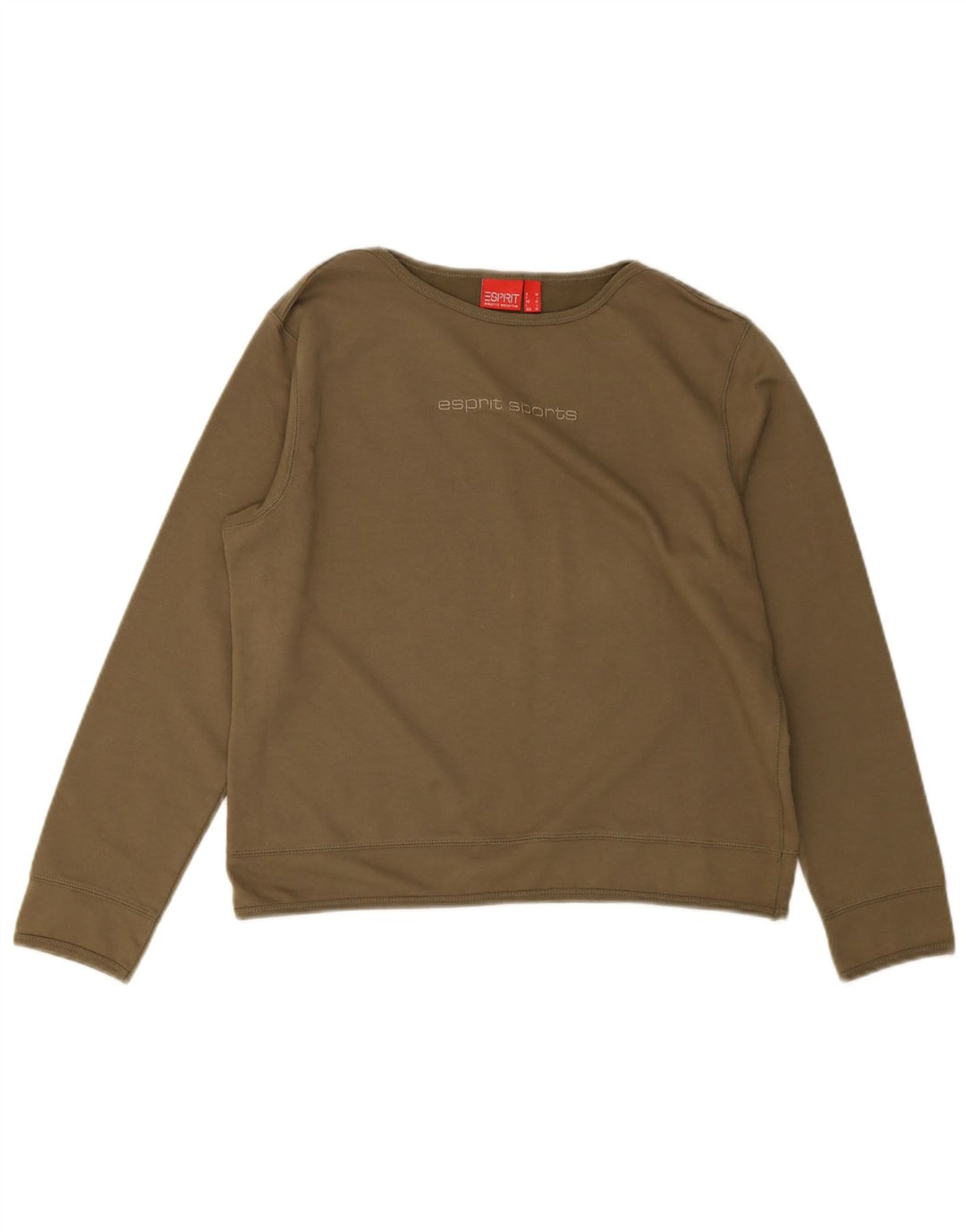 Esprit Γυναικείο Crop Graphic Top Μακρύ μανίκι UK 14 Μεσαίο πράσινο βαμβακερό