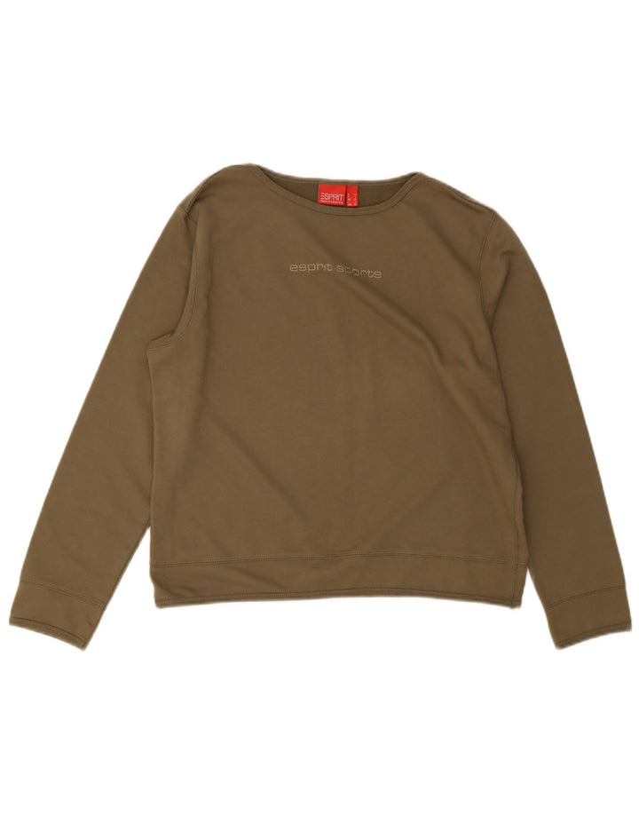 Esprit Γυναικείο Crop Graphic Top Μακρύ μανίκι UK 14 Μεσαίο πράσινο βαμβακερό
