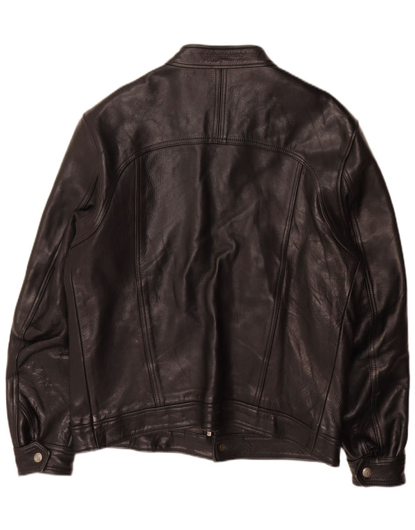 Vintage Mens Leather Bomber Jacket UK 38 Medium Black Leather