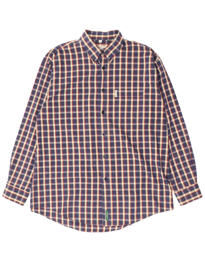 Ανδρικό πουκάμισο St. Bernard XL Navy Blue Check Polyester