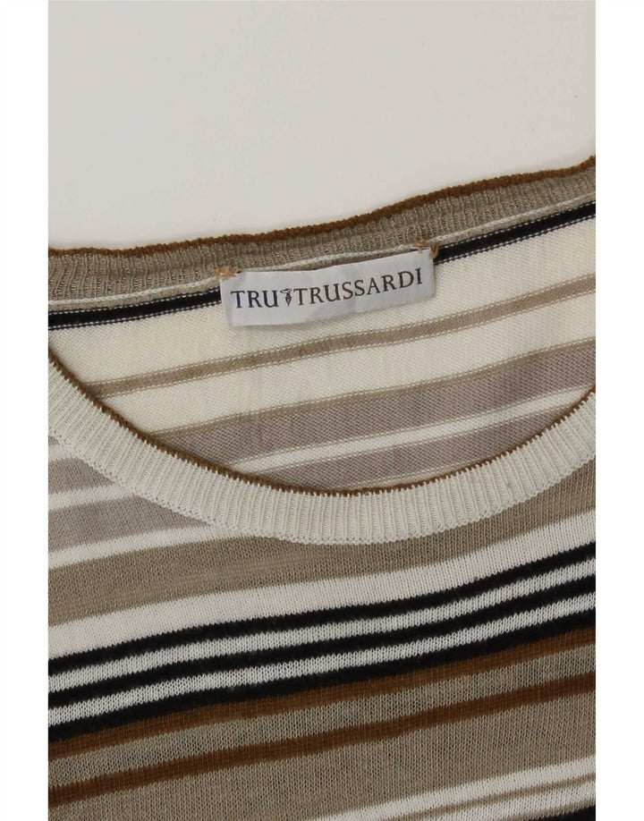 Trussardi Ανδρικό πουλόβερ με λαιμό σκάφος, μεσαίο πολύχρωμο ριγέ