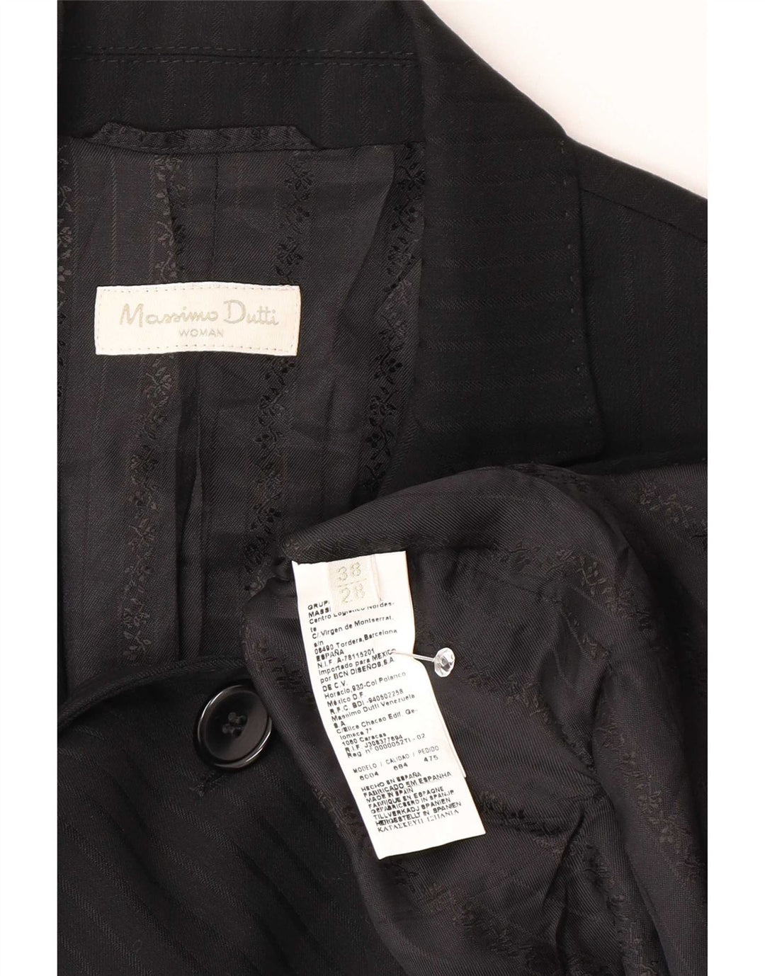 Massimo Dutti Γυναικείο σακάκι με 2 κουμπιά μπλέιζερ EU 38 Small Black Pinstripe