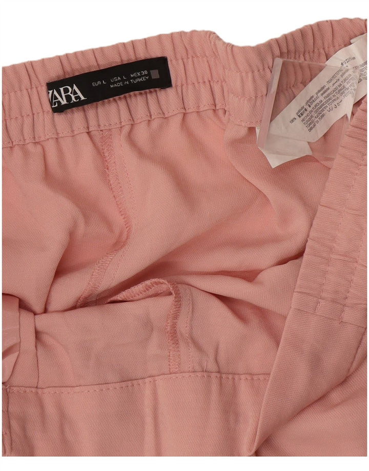 Zara Γυναικείο ίσιο casual παντελόνι μεγάλο W30 L26 Ροζ Πολυεστέρας