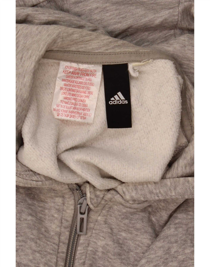 Ανδρικό πουλόβερ Adidas με φερμουάρ με κουκούλα σε μεσαίο γκρι χρώμα